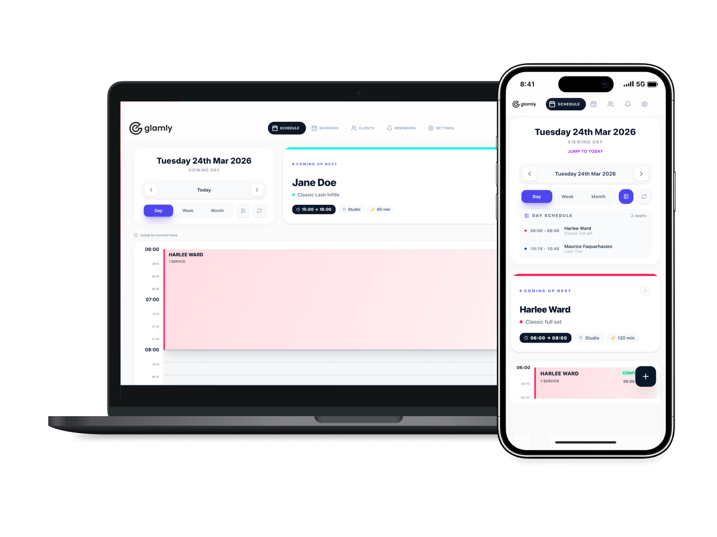 Glamly booking software